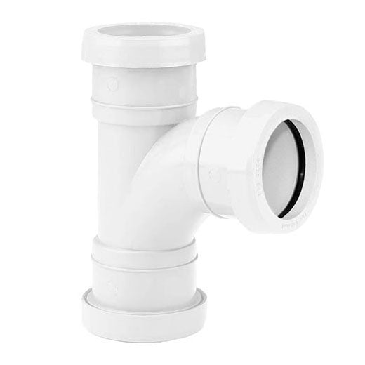 WHITE 90 SWEPT BRANCH 38MM PUSHFIT